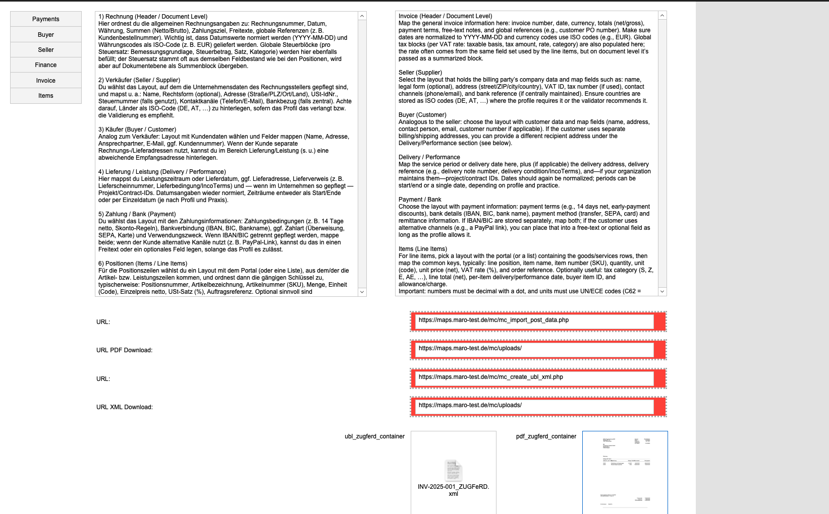ZUGFeRD Help & Preferences Screenshot
