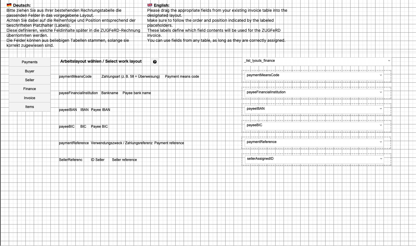 ZUGFeRD Items Screenshot